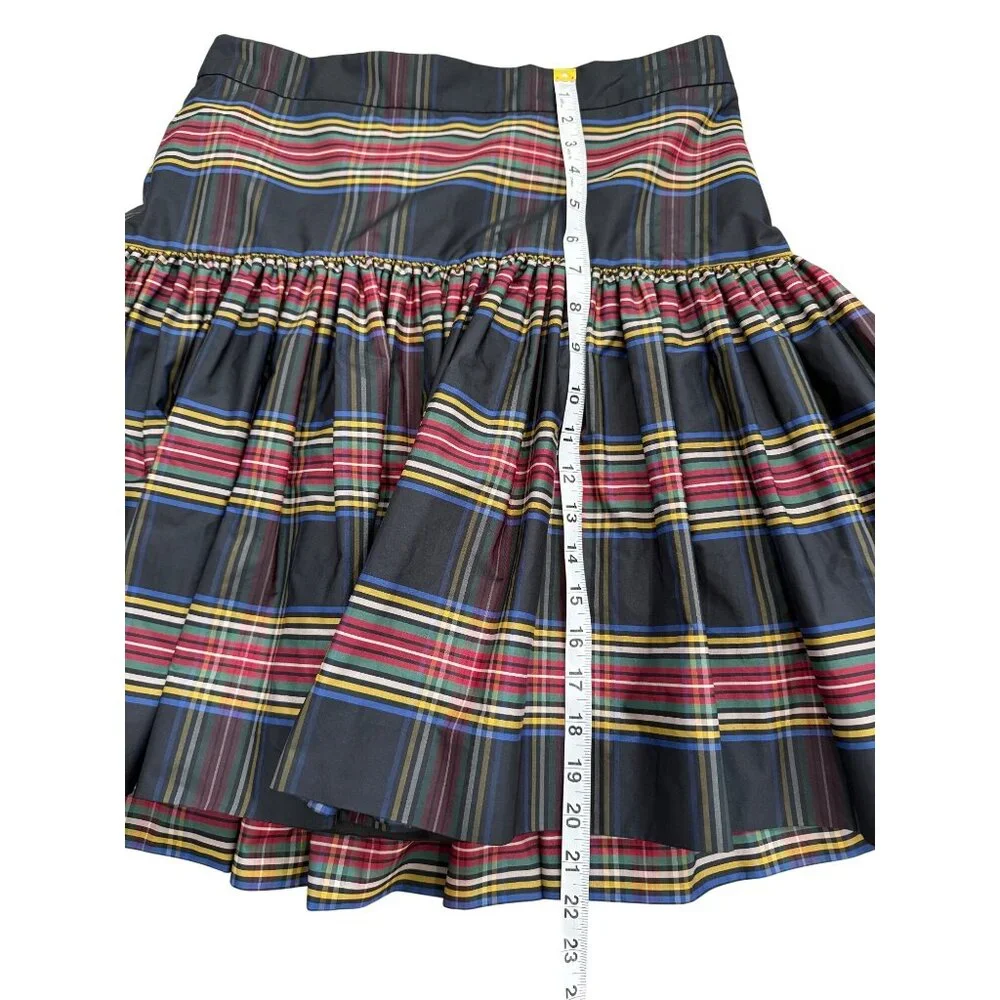 J. CREW Size 4 Stewart Plaid Drop Waist Taffeta Skirt Preppy Pleated Tartan - Picture 5 of 9